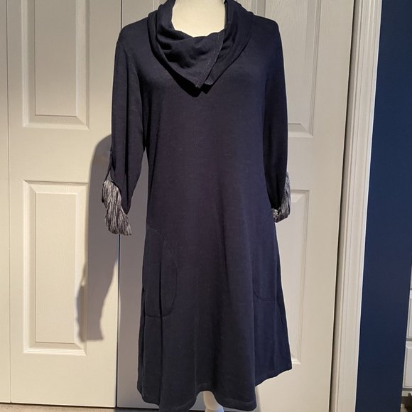 Max Studio Weekend Womens Dress Size Medium Navy Casual Comfy Pockets EUC - Picture 1 of 10